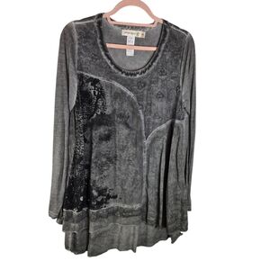Urban Mangoz Grey Artsy Lagenlook Art To Wear Top